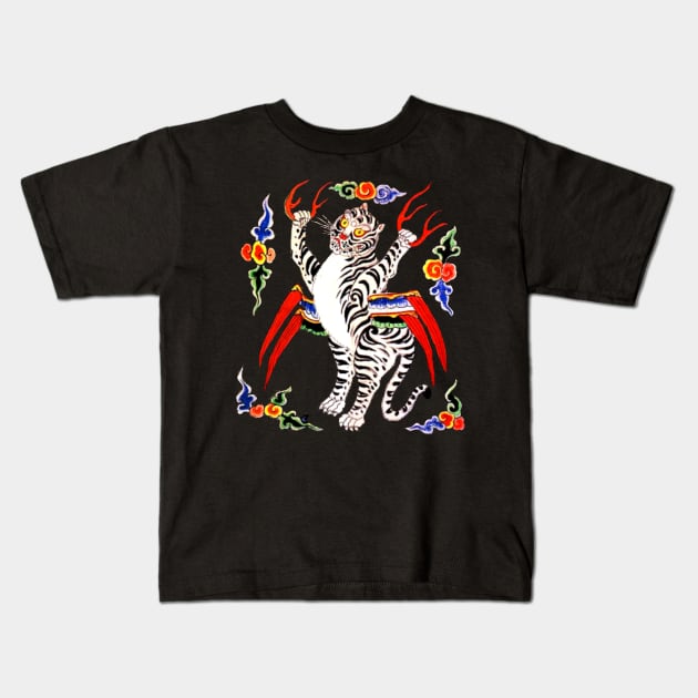 Korean White Tiger of the West Kids T-Shirt by The Witch's Wolf